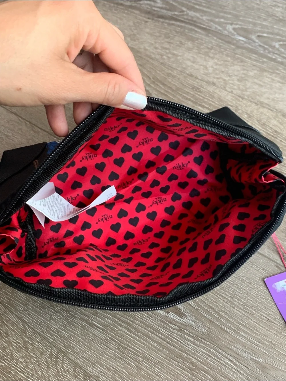Nikky by Nicole Lee GIRLS WANT TO HAVE FUN  and cat Cosmetic Bag Dot Lining NWT